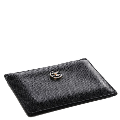 Chanel Calfskin CC Button Card Holder Case Black 4 of 8