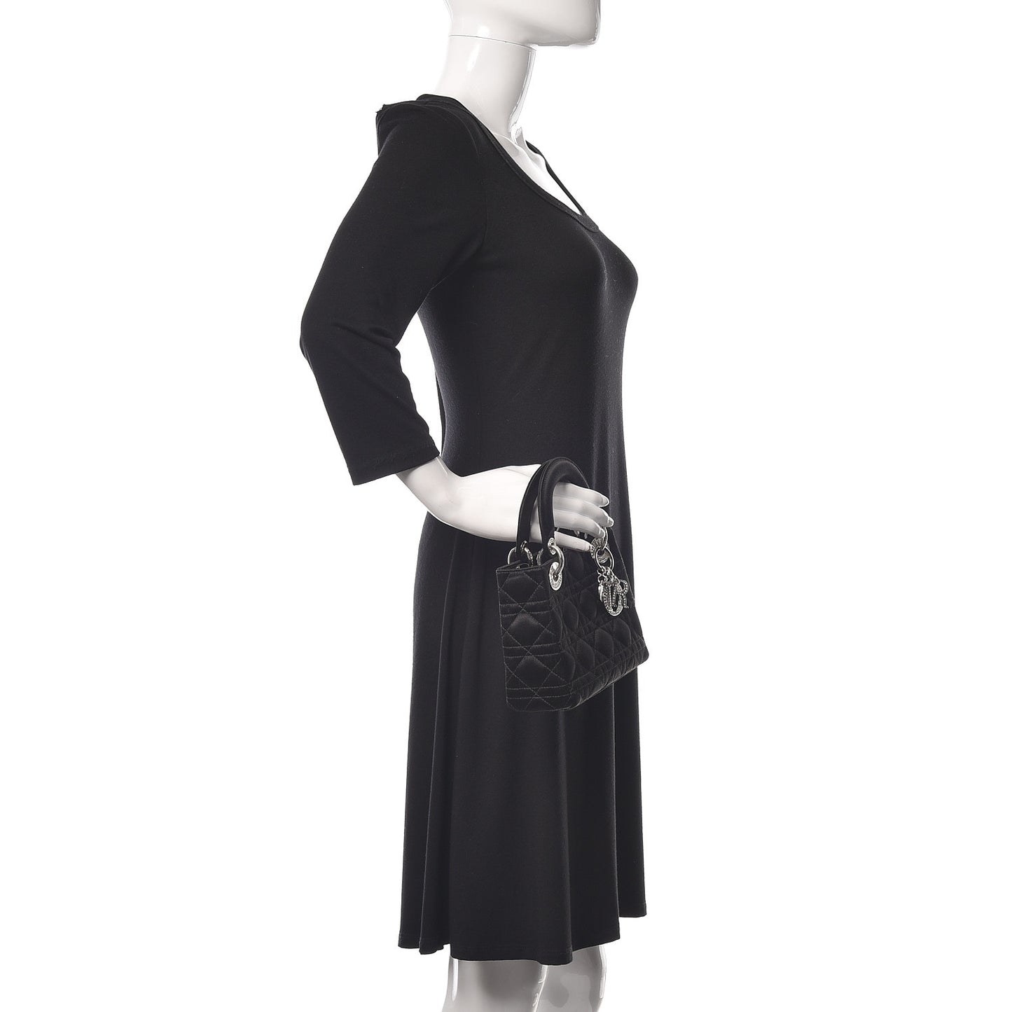 Satin Swarovski Crystal Cannage Mini Lady Dior Black