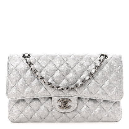 Chanel Metallic Caviar Quilted Medium Double Flap Silver 1 of 10