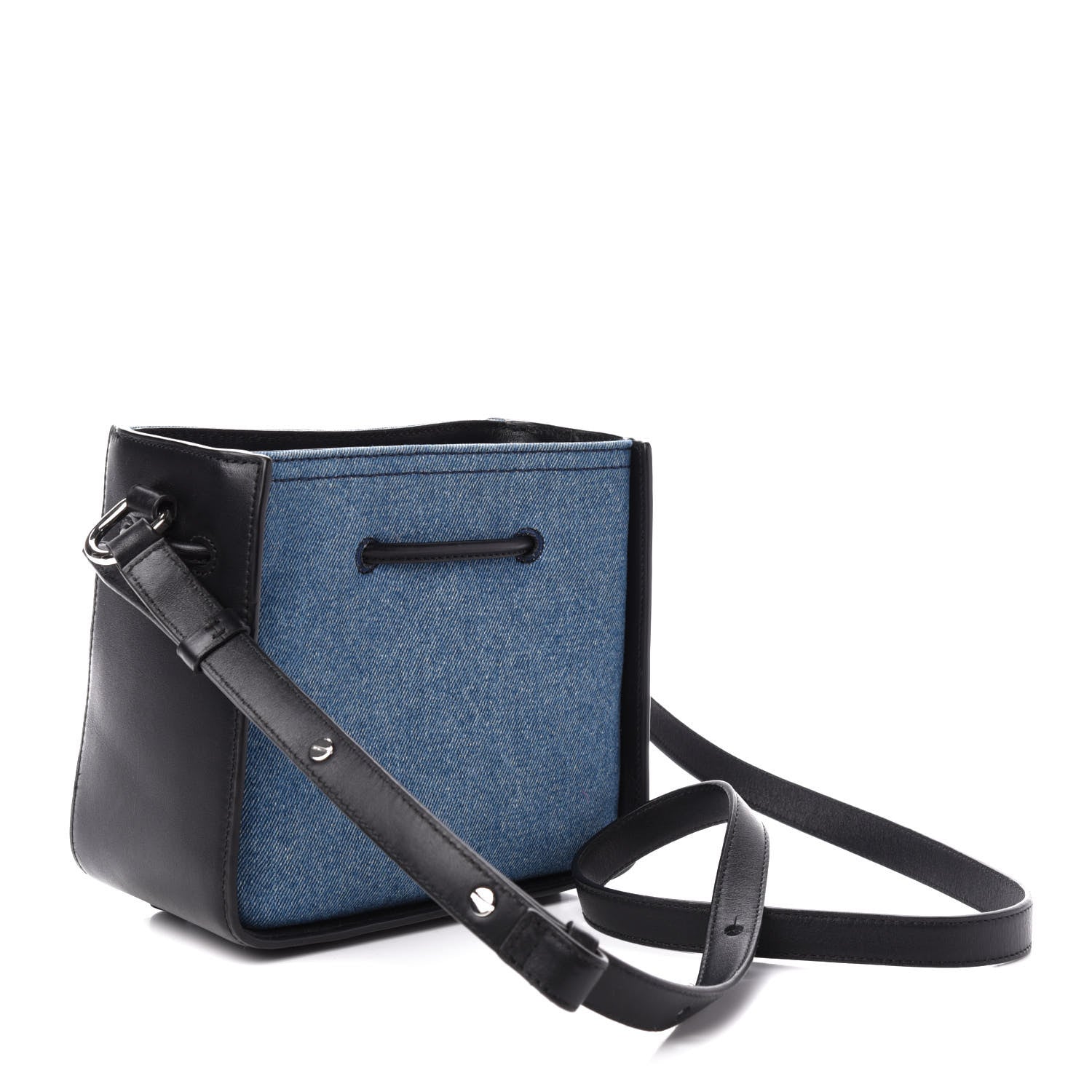 3.1 Phillip Lim 3.1 Denim Smooth Calfskin Mini Soleil Bucket Bag Blue Black 3 of 10