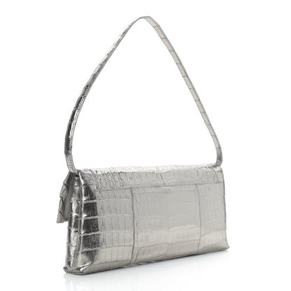 Nancy Gonzalez Metallic Crocodile Clutch Silver 3 of 11