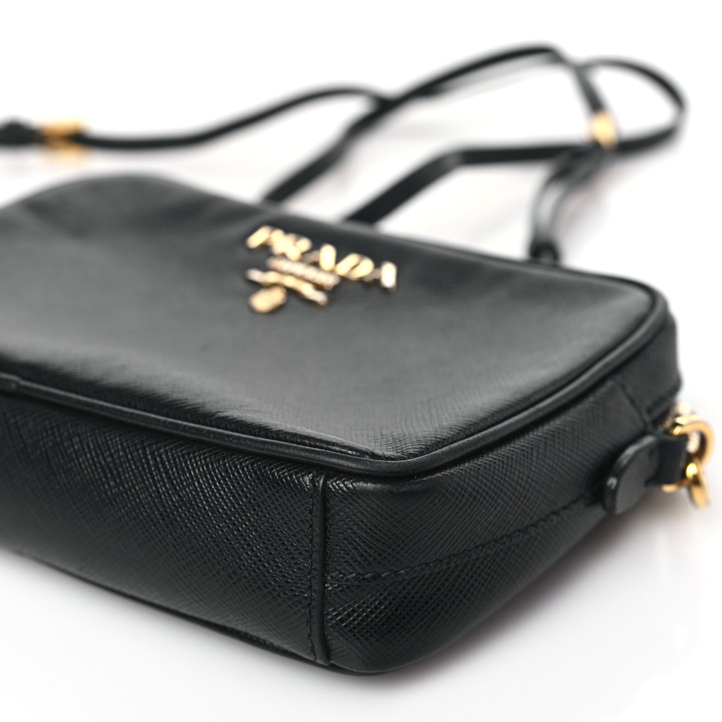 Saffiano Mini Camera Crossbody Bag Black