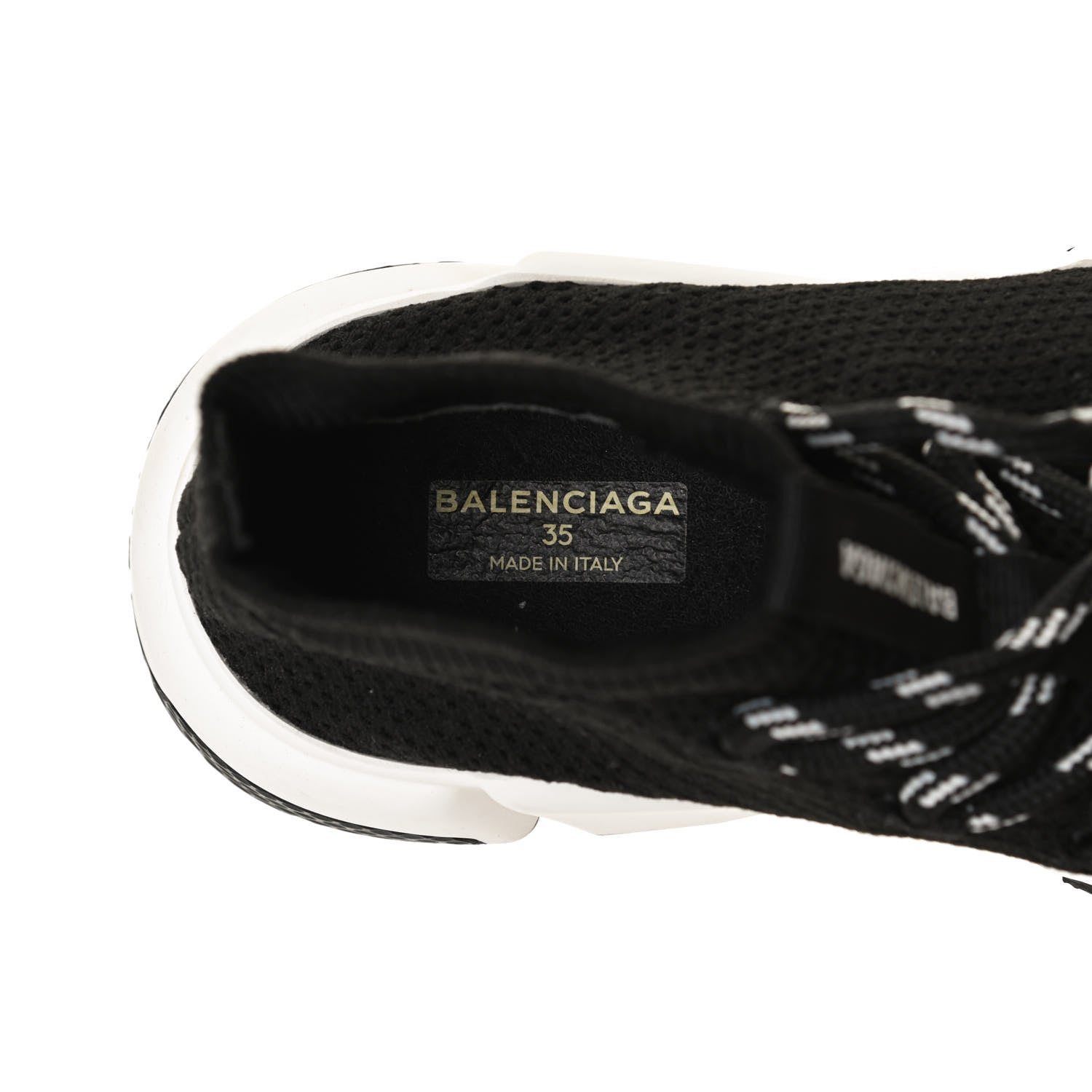 Balenciaga Knit Womens Speed Lace Up Sneakers 35 Black 9 of 10