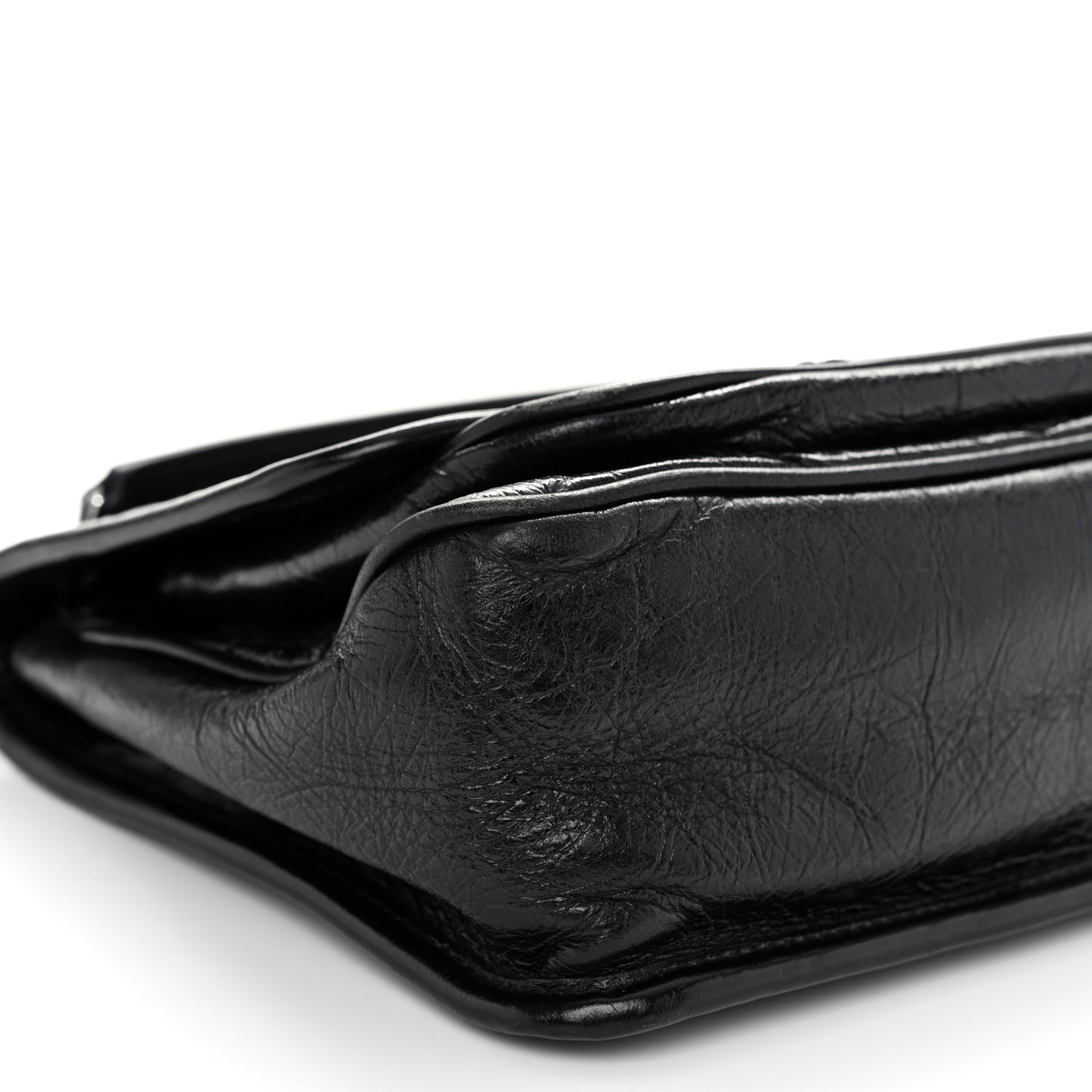 Crinkled Calfskin Matelasse Monogram Baby Niki Chain Satchel Black