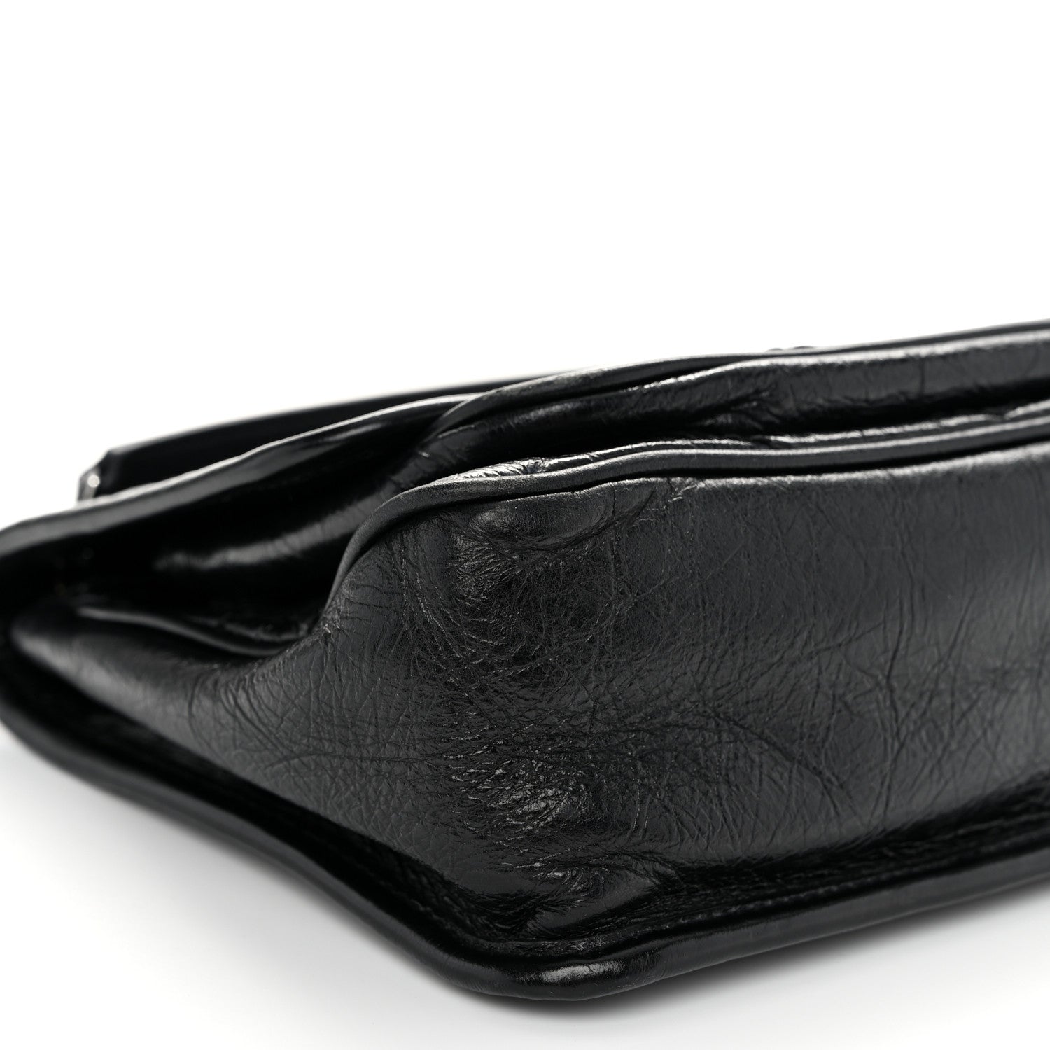 Saint Laurent Crinkled Calfskin Matelasse Monogram Baby Niki Chain Satchel Black 9 of 10