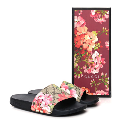 Gucci GG Supreme Monogram Blooms Slide Sandals 37 Beige Multicolor 8 of 8