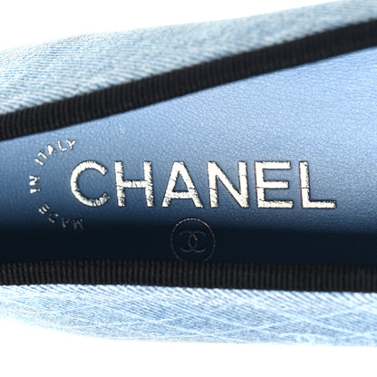 Chanel Denim Printed Quilt CC Cap Toe Ballerina Flats 38 Navy Blue Dark Grey 8 of 9