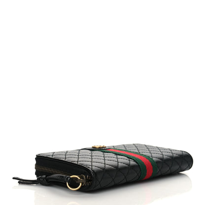 Gucci Calfskin Web Trapuntata GG Zip Around Wallet Black 3 of 7