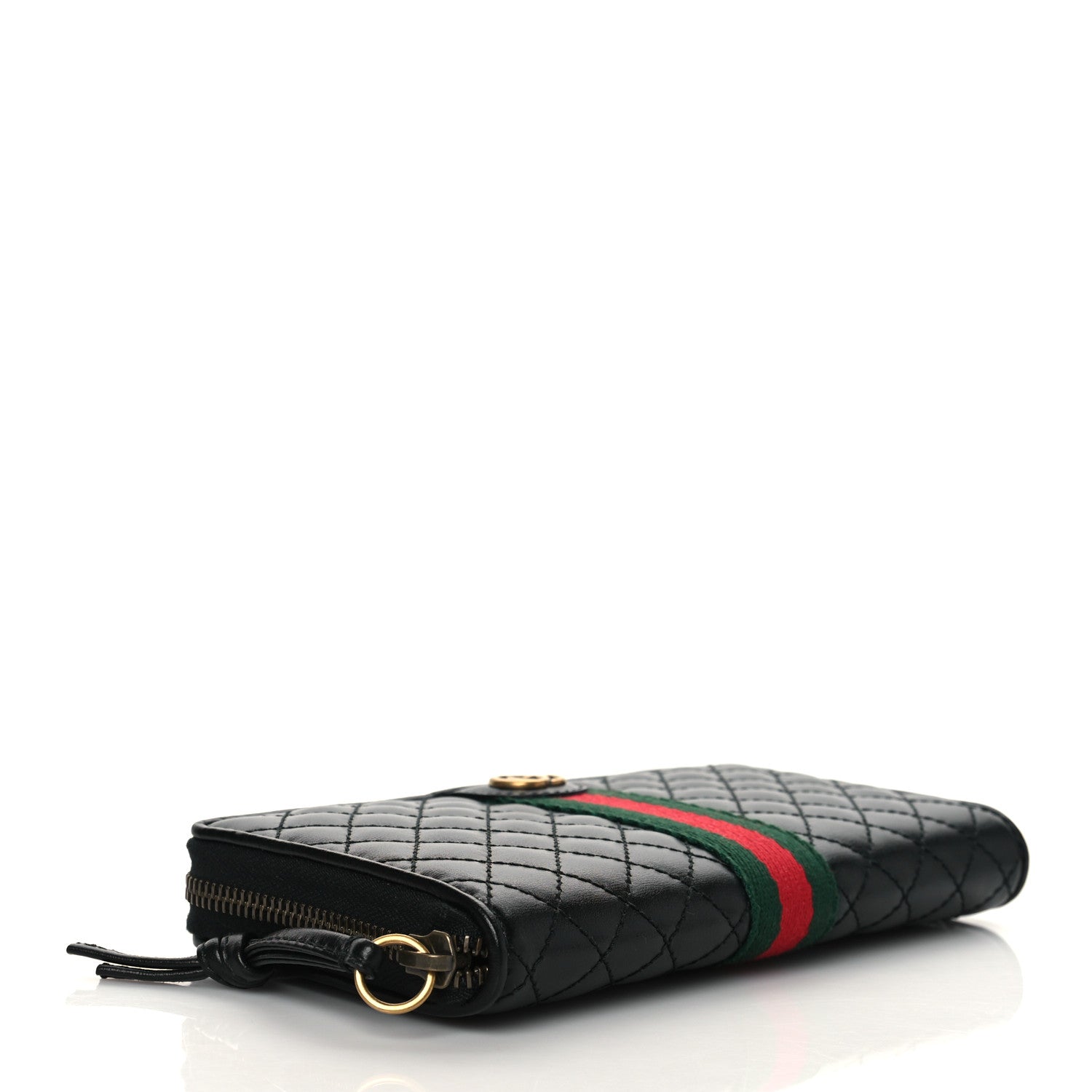 Gucci Calfskin Web Trapuntata GG Zip Around Wallet Black 3 of 7