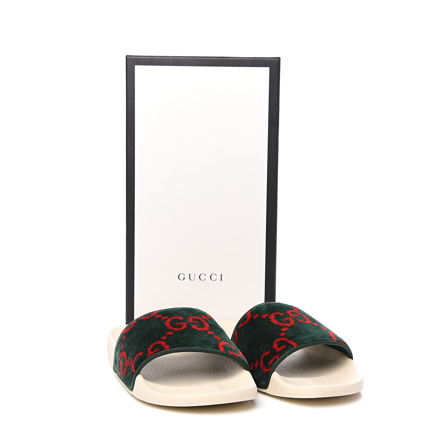 Velvet GG Monogram Slide Sandals 39 Green Red