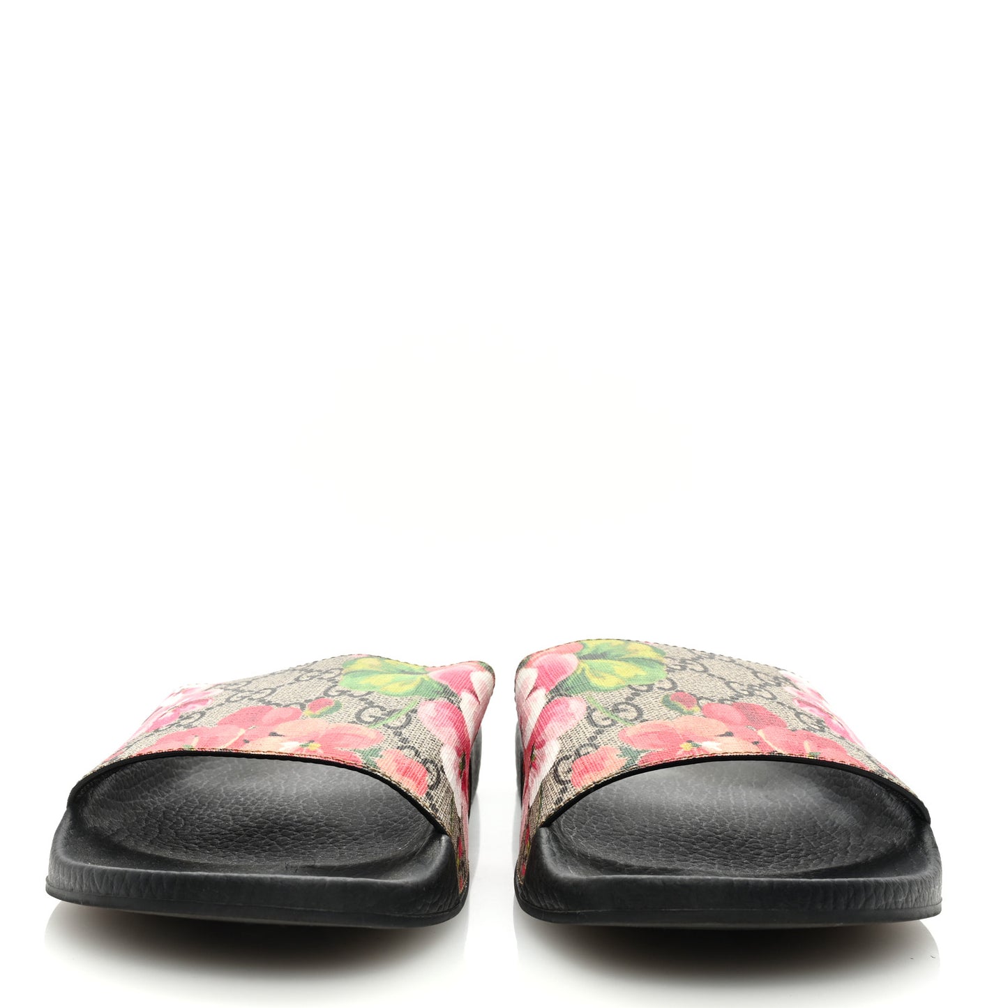GG Supreme Monogram Blooms Slide Sandals 41 Beige Multicolor