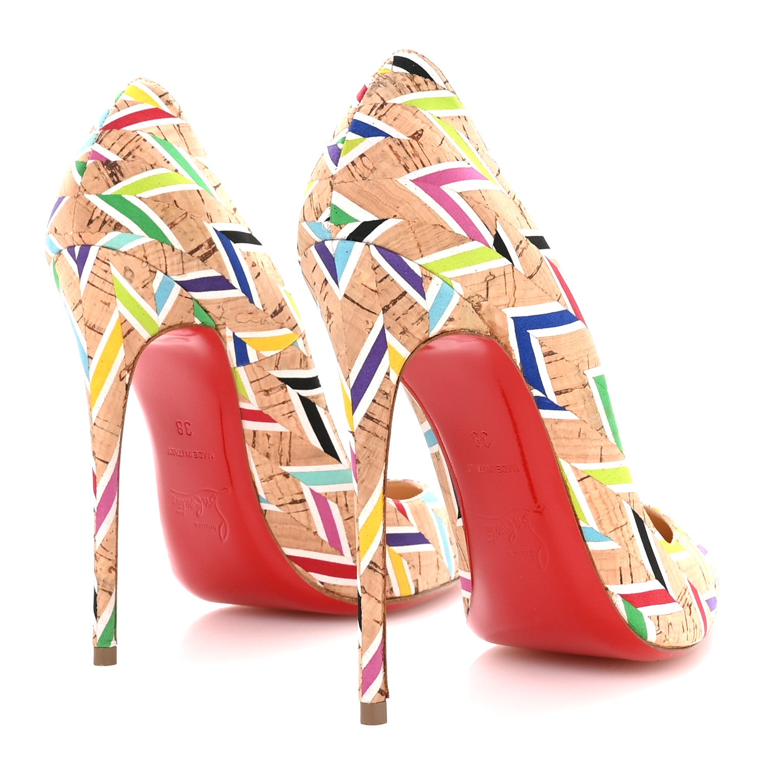Christian Louboutin Cork Chevron Pigalle Follie 100 Pumps 38 Multicolor 5 of 8