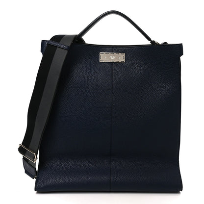 Fendi Cuoio Romano Glazed Fabric FF 1974 Peekaboo X-Lite Fit Navy 1 of 10