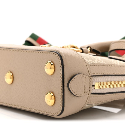 Gucci GG Supreme Monogram Textured Dollar Calfskin Mini Horsebit 1955 Top Handle Bag Beige Mystic White Oatmeal 10 of 10
