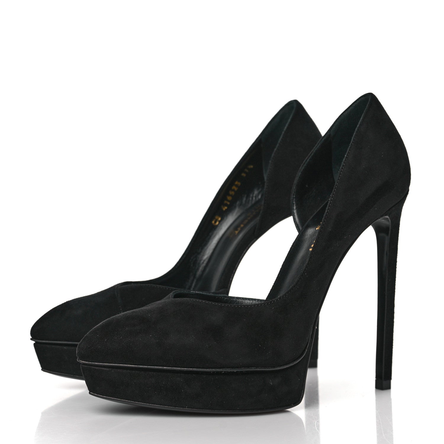 Saint Laurent Suede Janis 105 D'Orsay Pumps 37.5 Black 3 of 8