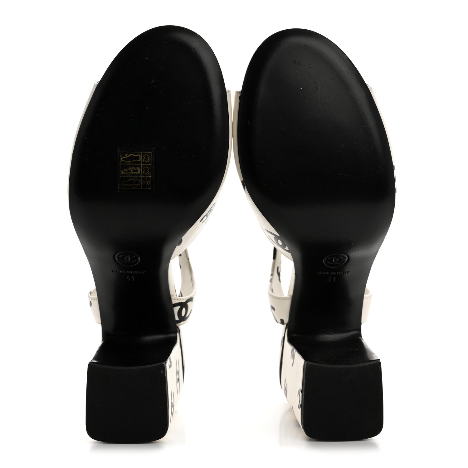 Chanel Lambskin Printed CC Sandals 41 White Black 6 of 12