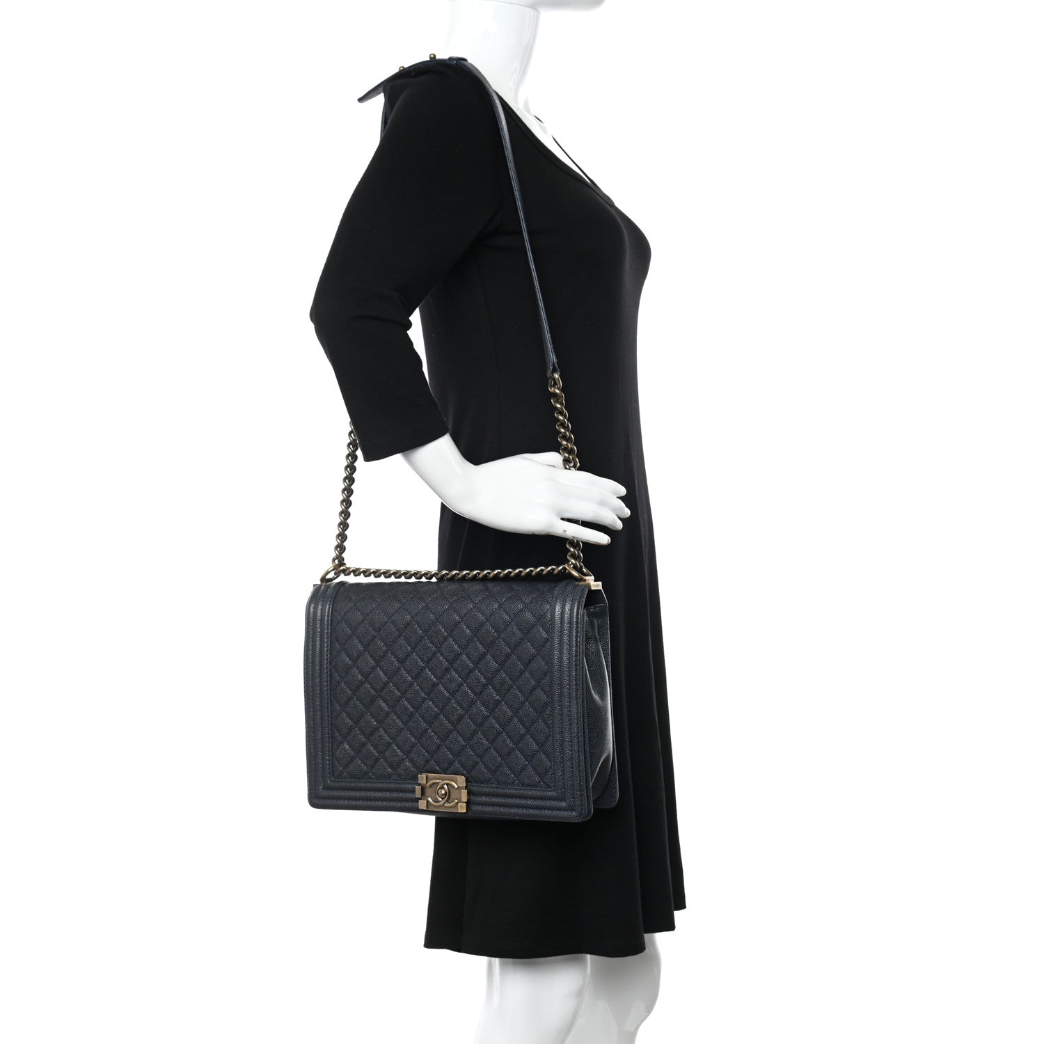 Chanel Caviar Quilted Large Boy Flap Blue 2 of 9