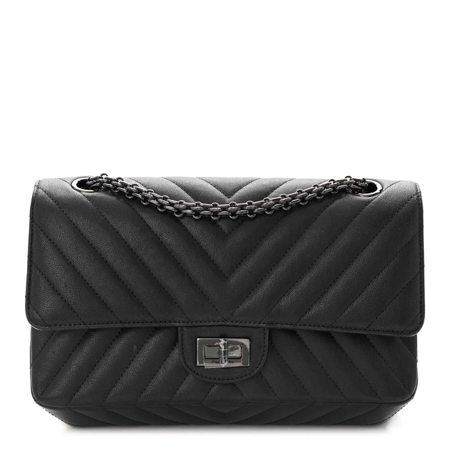 Chanel Sheepskin Chevron Quilted 2.55 Reissue 225 Double Flap So Black 1 of 14