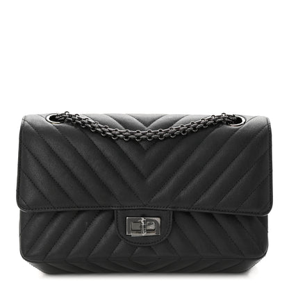 Chanel Sheepskin Chevron Quilted 2.55 Reissue 225 Double Flap So Black 1 of 14