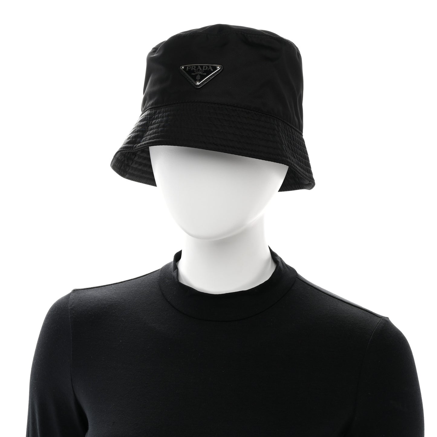 Re-Nylon Metal Triangle Logo Bucket Hat XL Black