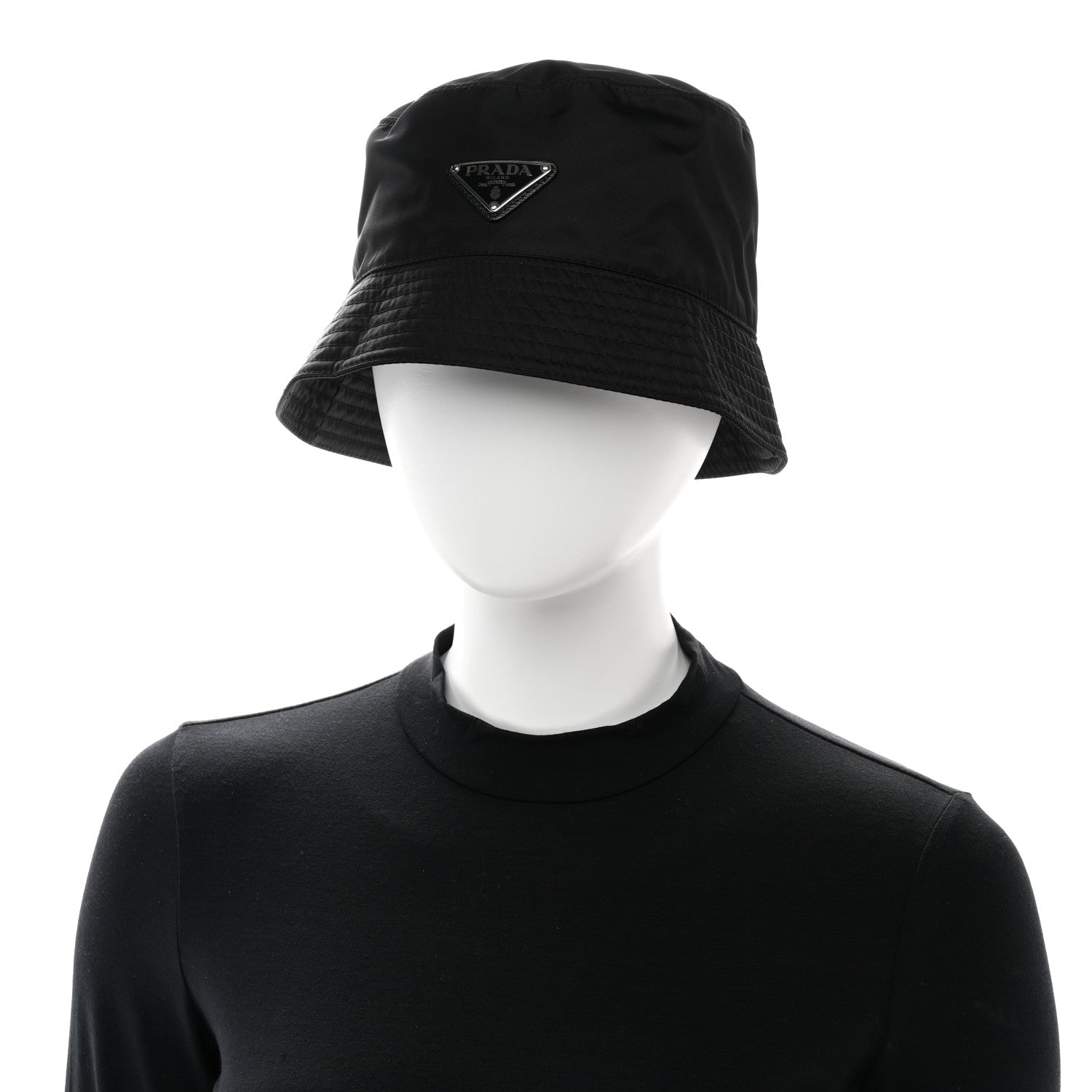 Prada Re-Nylon Metal Triangle Logo Bucket Hat XL Black 2 of 7