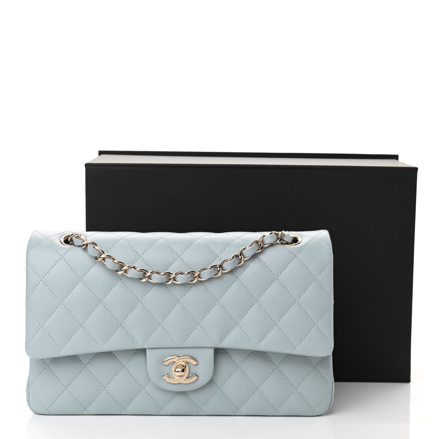 Chanel Caviar Quilted Medium Double Flap Light Blue 10 of 10