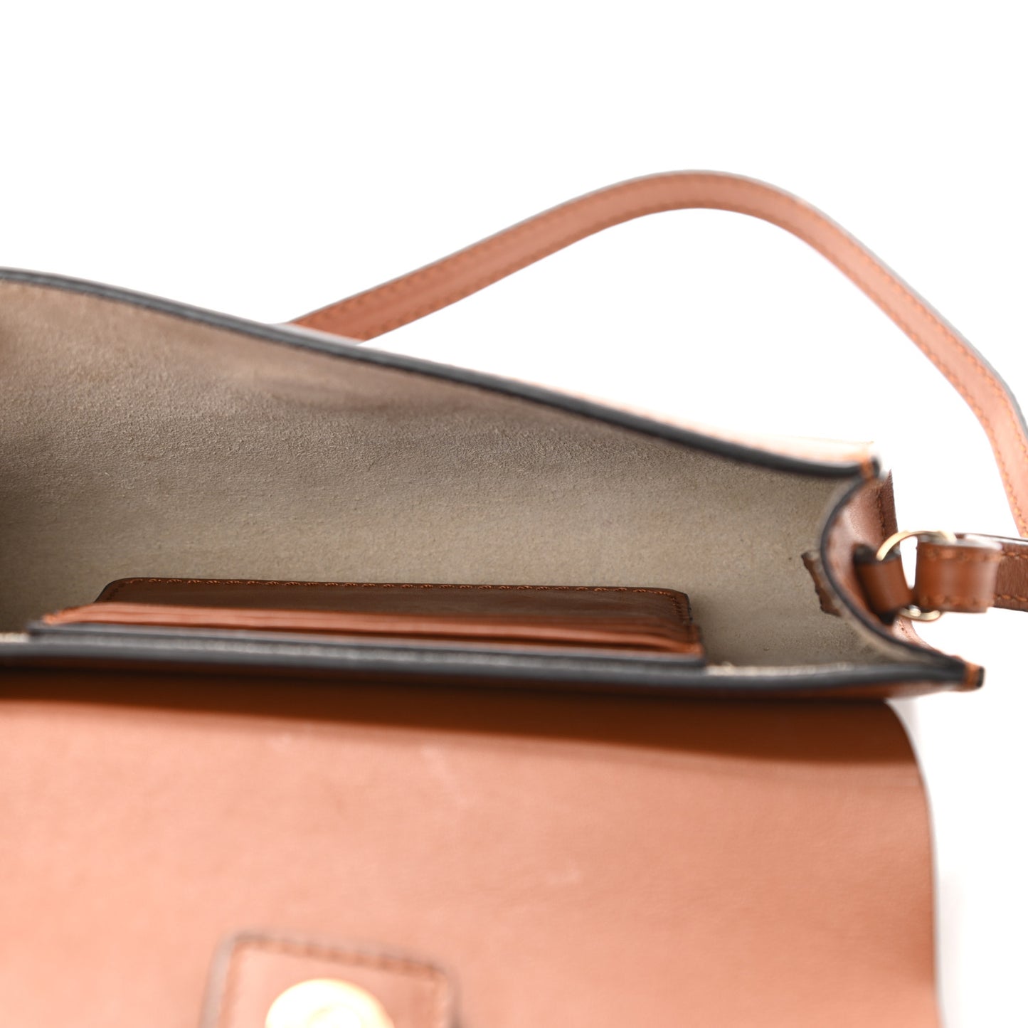 Suede Calfskin Faye Wallet On Strap Tan