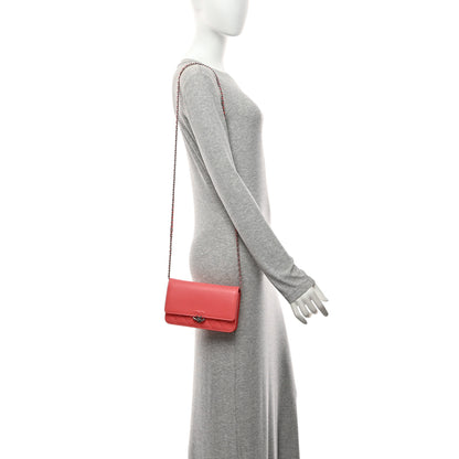 Chanel Grained Calfskin Quilted CC Box Wallet On Chain WOC Pink 2 of 11