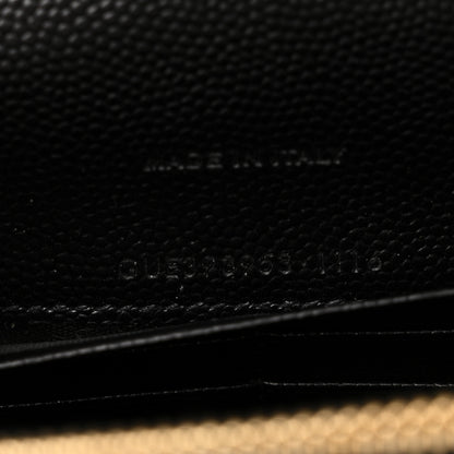 Saint Laurent Grain De Poudre Matelasse Chevron Monogram Envelope Chain Wallet Black 7 of 10
