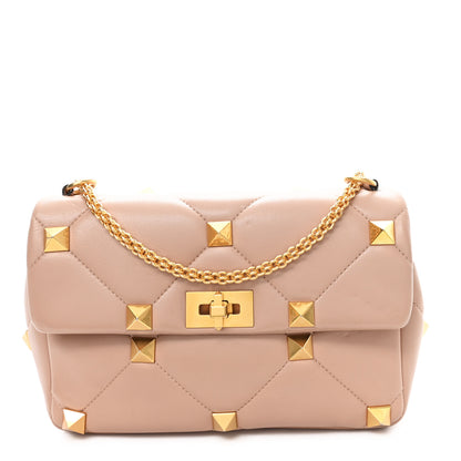 Valentino Garavani Nappa Large Roman Stud Shoulder Bag Rose Cannelle 1 of 11