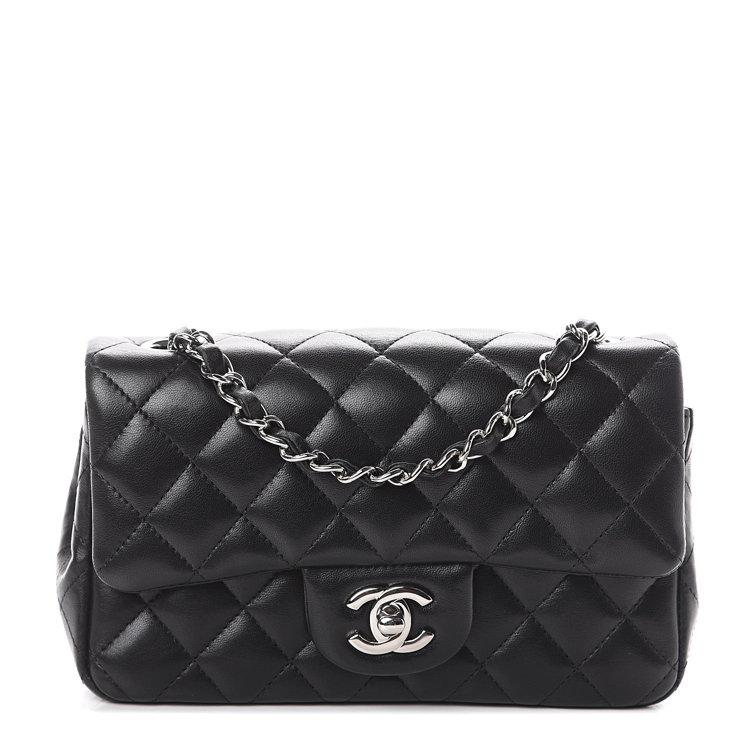 Chanel Lambskin Quilted Mini Rectangular Flap Black 1 of 8