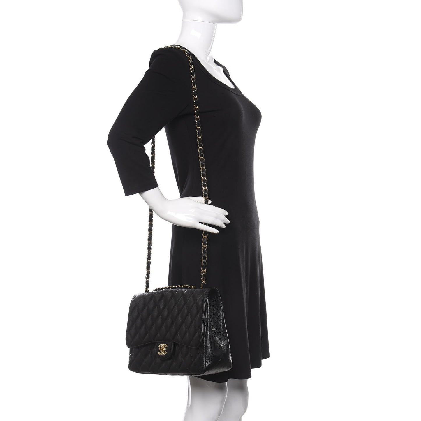 Caviar Quilted Jumbo Single Flap Black