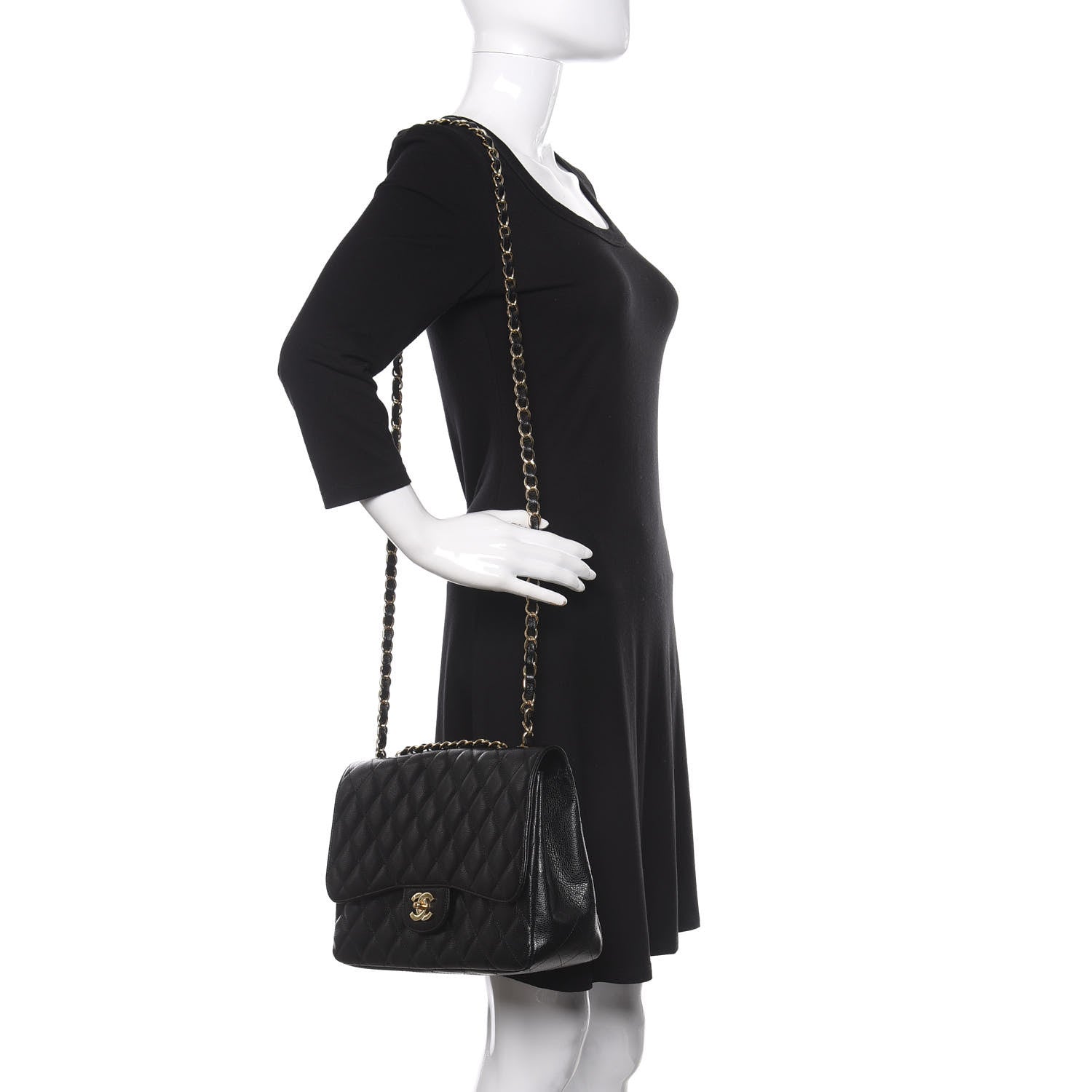 Chanel Caviar Quilted Jumbo Single Flap Black 2 of 14