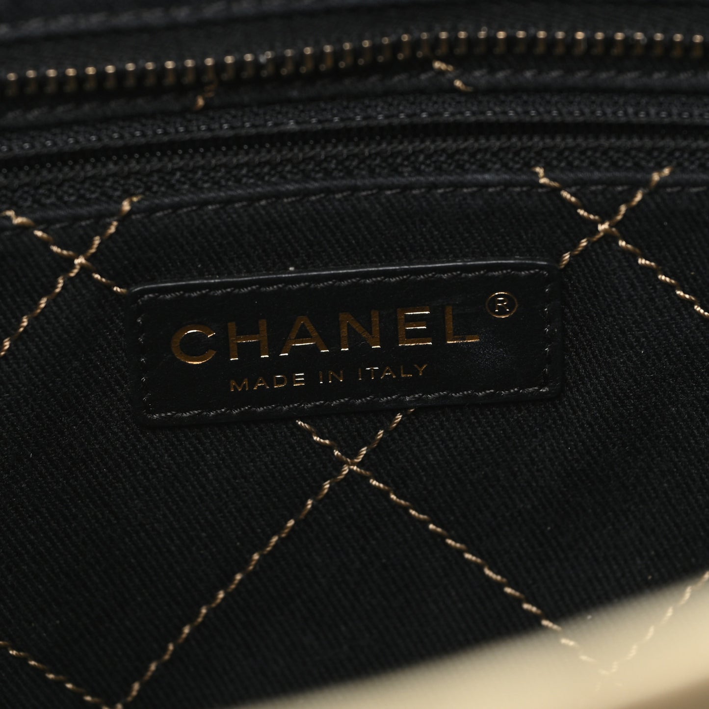 Grained Calfskin Large Shopping Fever Tote Gold