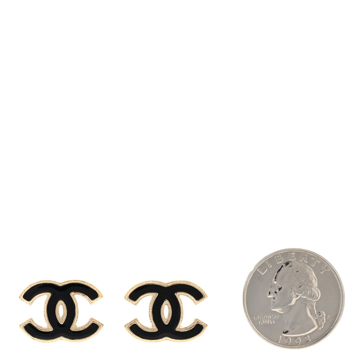 Chanel Metal Enamel CC Earrings Black Gold 2 of 5