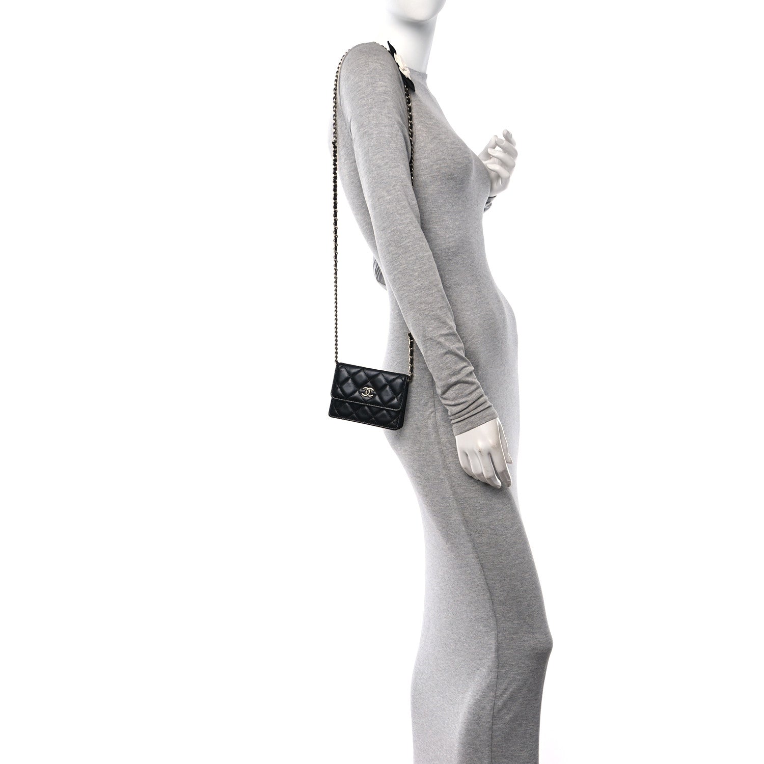 Chanel Lambskin Quilted My Chanel Lady Card Holder On Chain Black 2 of 13