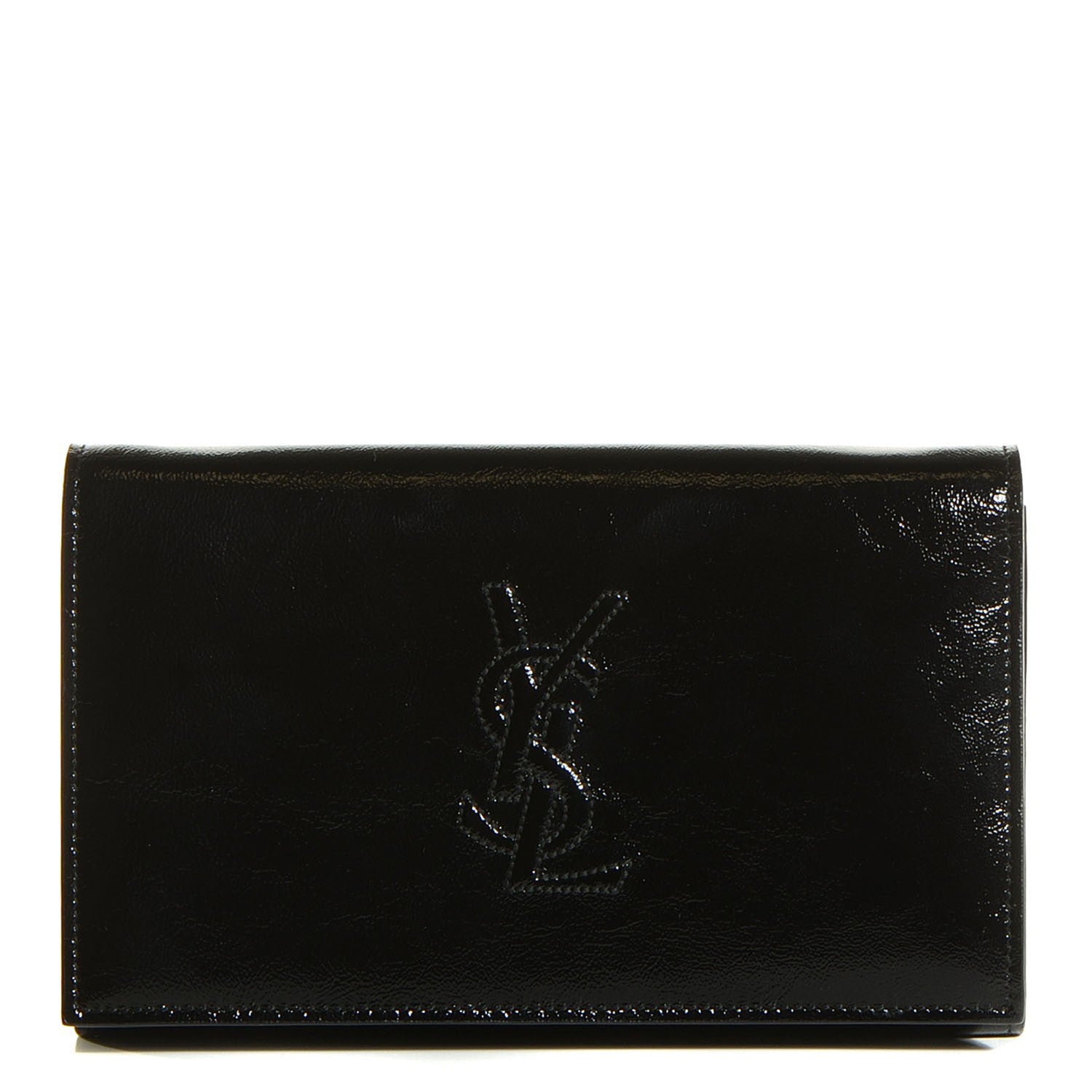 Saint Laurent Textured Patent Belle de Jour Chain Clutch Black 1 of 6
