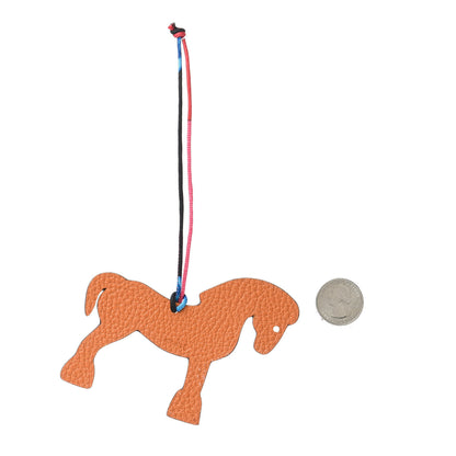 Hermes Epsom Togo Petit H Bag Charm Horse GM Rose Tyrien Orange 2 of 4
