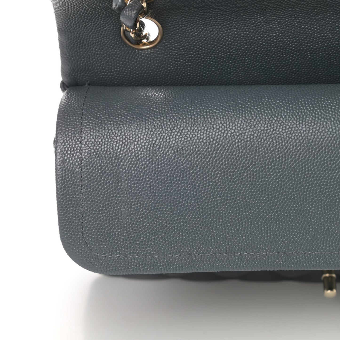 Caviar Quilted Medium Double Flap Dark Grey