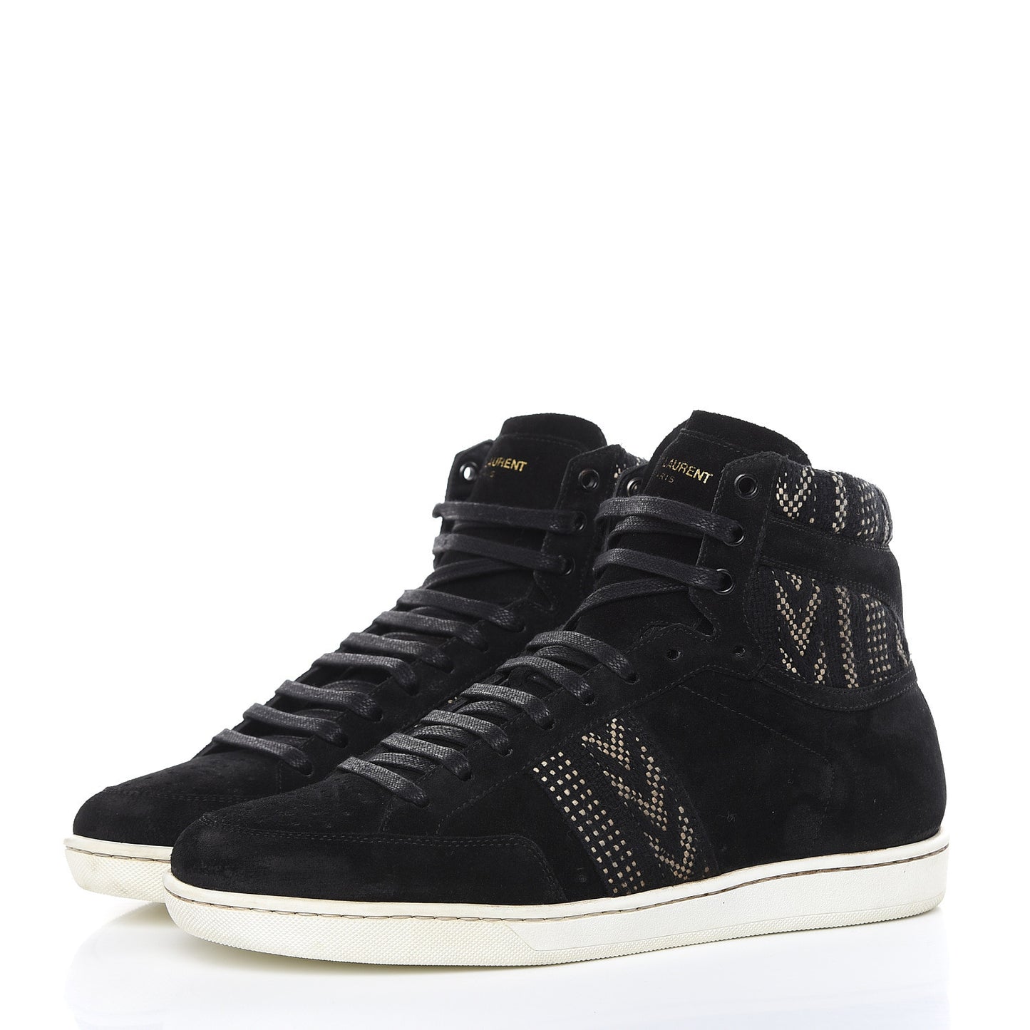 Distressed Suede Mens Ikat High Top Sneakers 41 Black