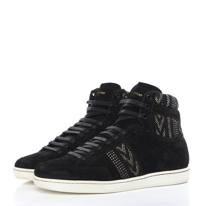 Saint Laurent Distressed Suede Mens Ikat High Top Sneakers 41 Black 3 of 9