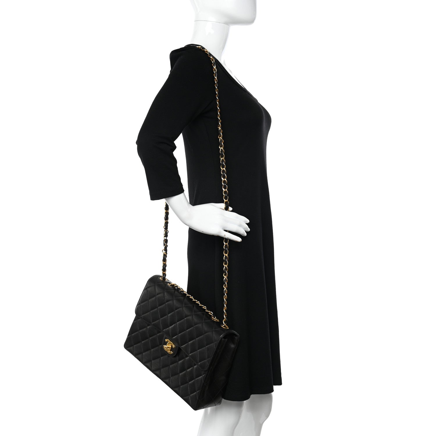 Chanel Lambskin Quilted XL Jumbo Single Flap Black 2 of 10