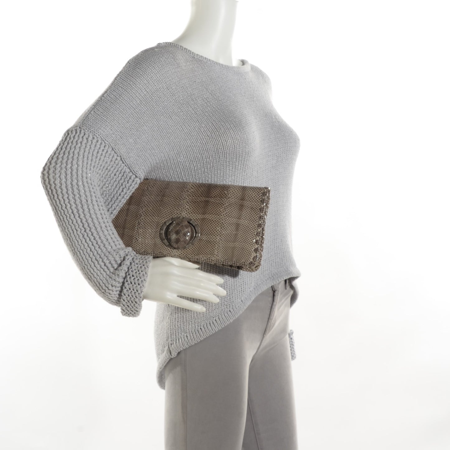 Glazed Ayers Livrea Intrecciato Turnlock Clutch Poussin