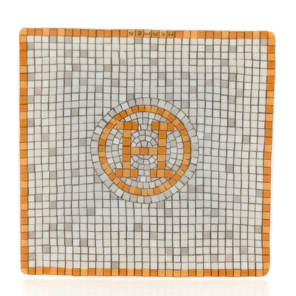 Hermes Porcelain Mosaique Au 24 Set of 3 Square Plates Gold 10 of 14