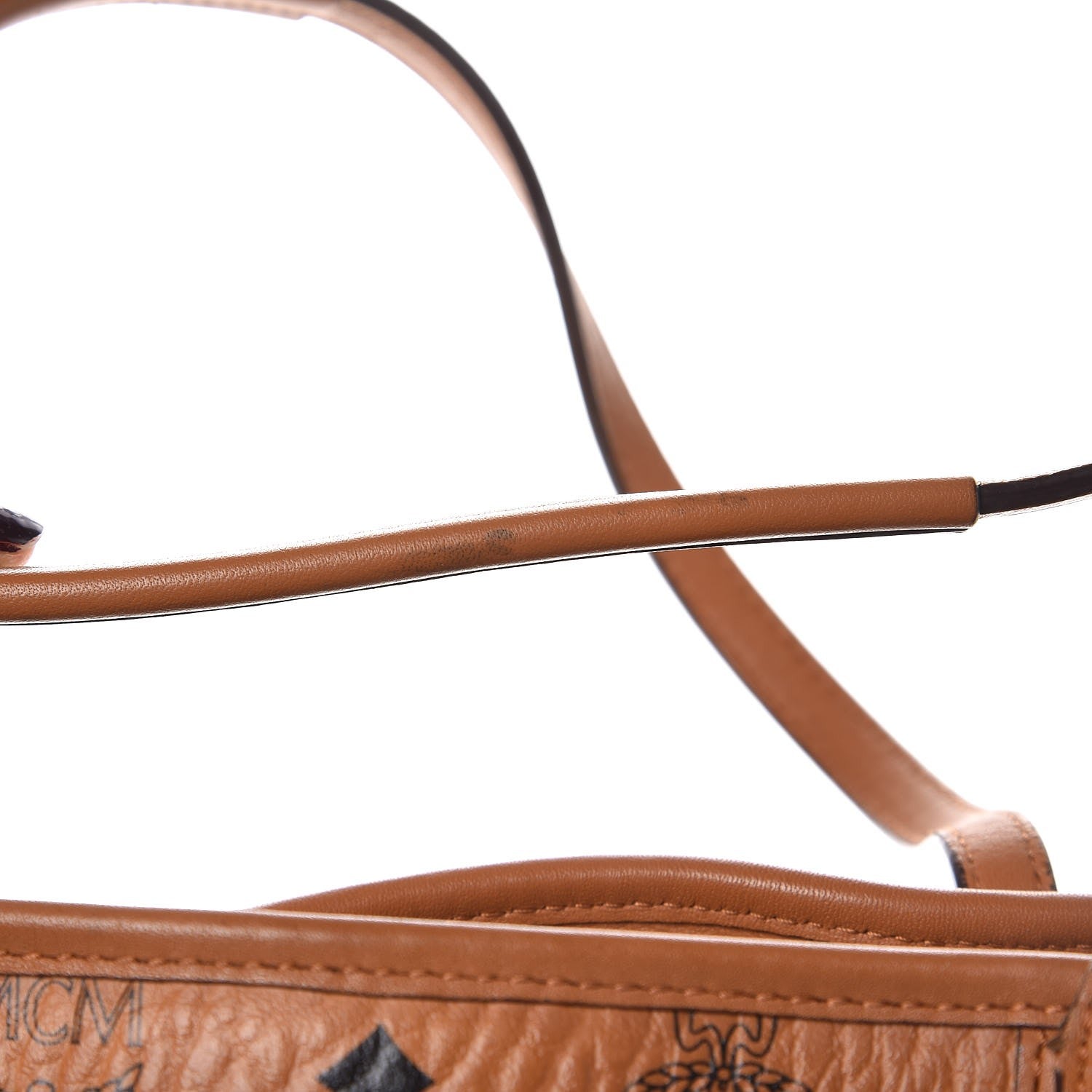 MCM Visetos Medium Anya Top Zip Shopper Tote Cognac 13 of 13