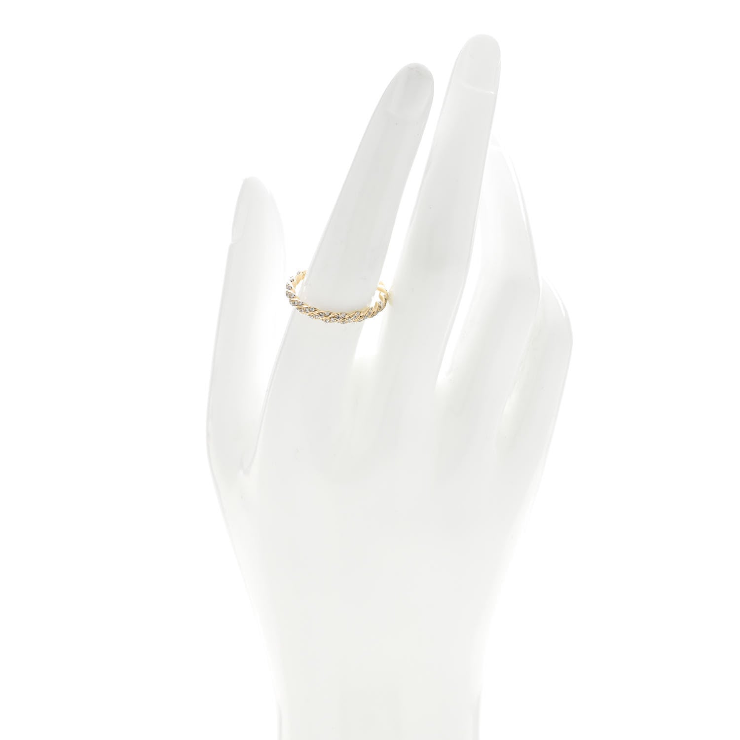 David Yurman 18K Yellow Gold Diamond Paveflex Ring 57 8 2 of 4