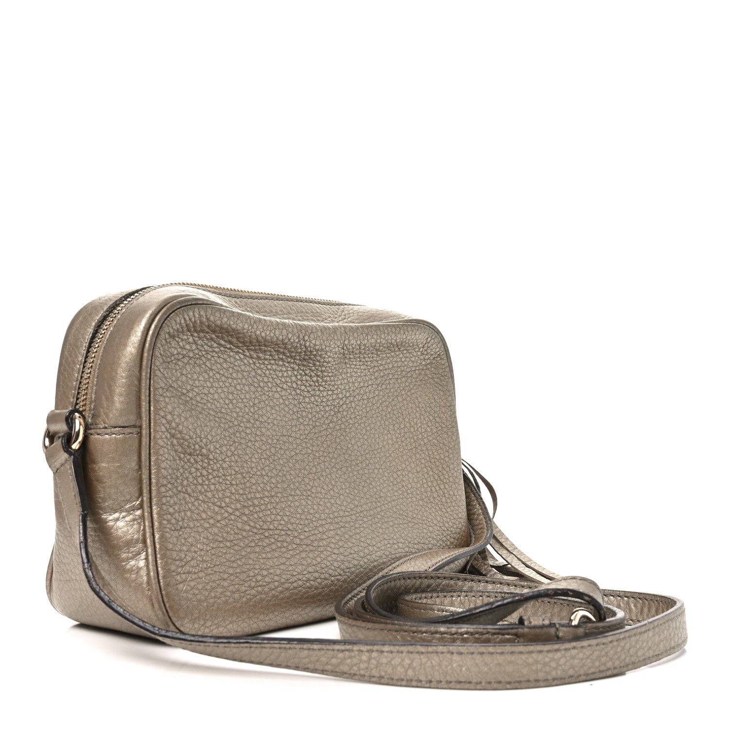 Gucci Metallic Pebbled Calfskin Small Soho Disco Bag Golden Beige 3 of 10
