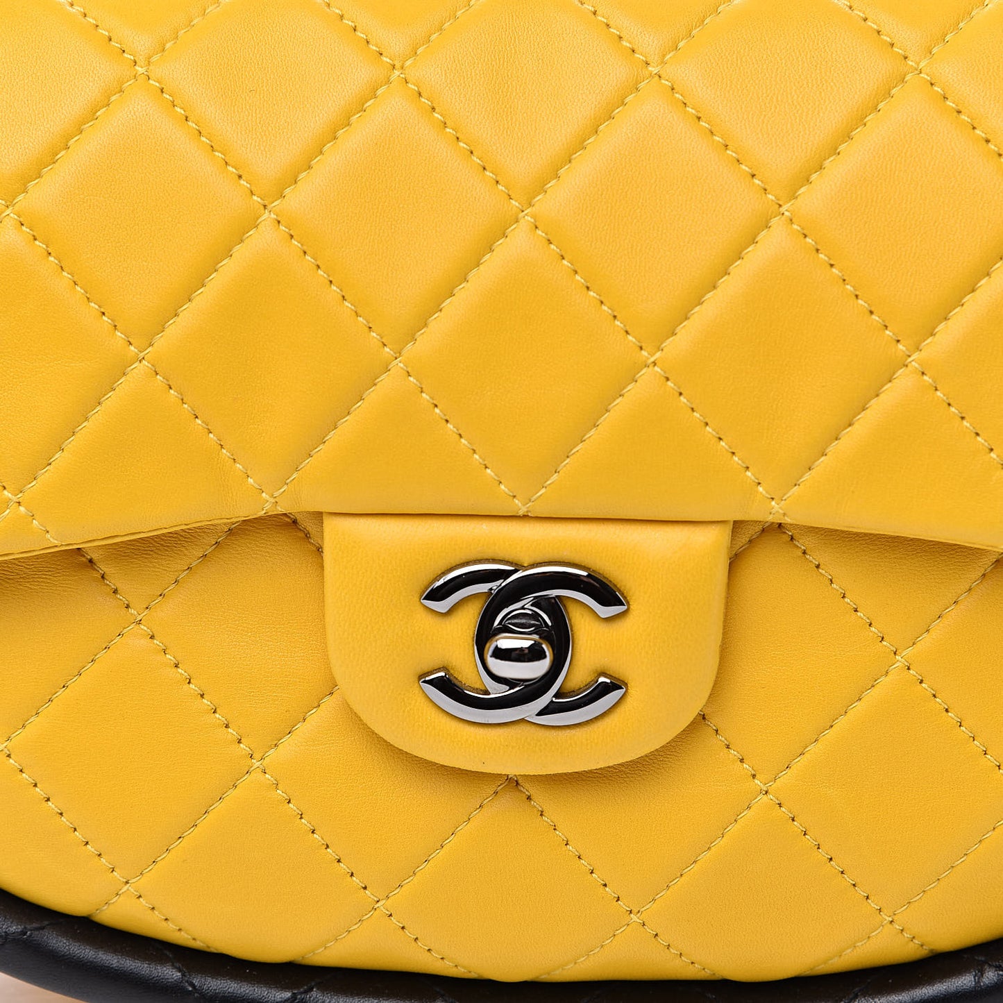 Quilted Lambskin Small Hula Hoop Flap Yellow