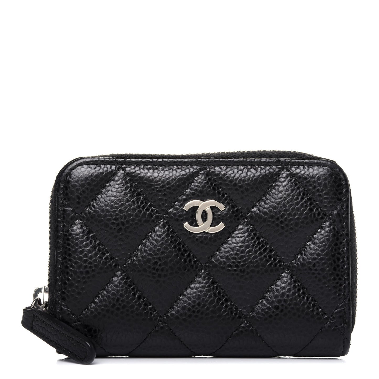 Caviar Quilted Zip Coin Purse Black