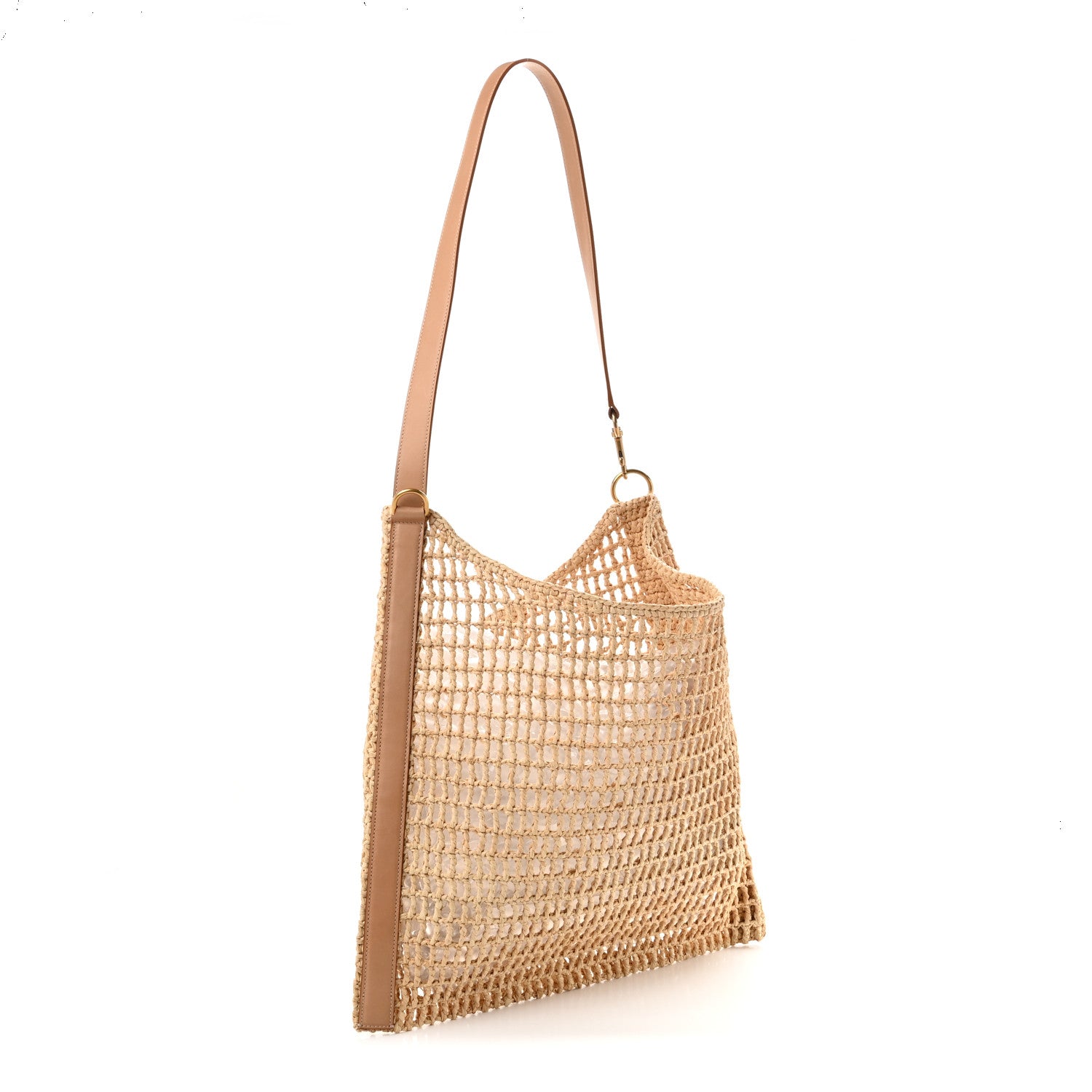 Saint Laurent Raffia Calfskin Oxalis Shoulder Bag Naturale Vintage Brown 2 of 9